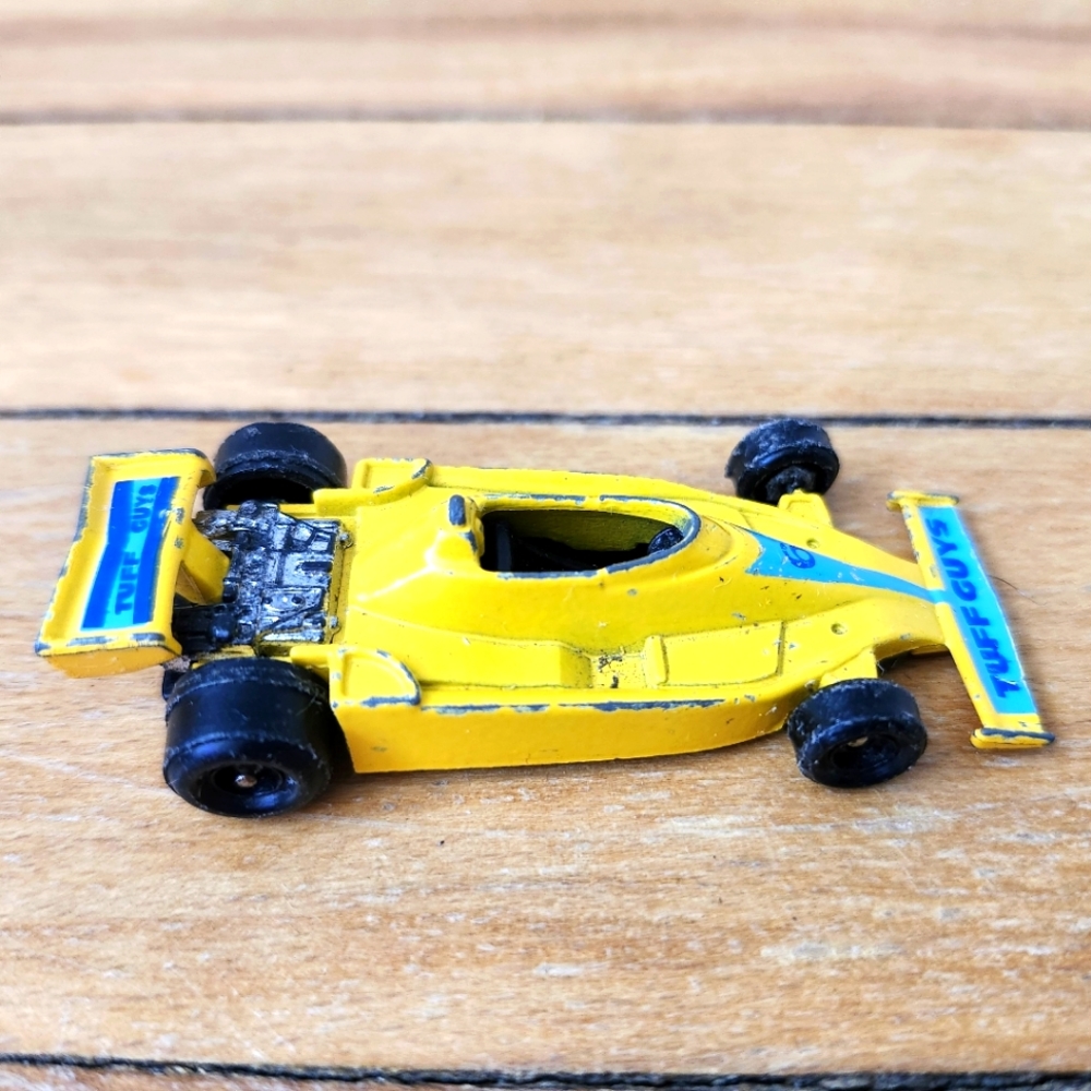 1986 Road Champs Formula 1 Tuff Guys  6 Yellow Diecast Racecar Made In Hong Kong